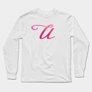 Letter U Monogram, Pink Color Personalized Design Long Sleeve T-Shirt